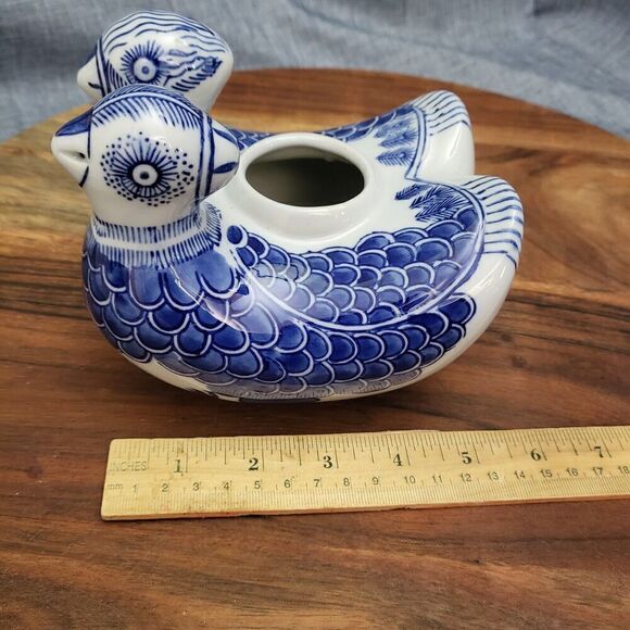 Chinese Joined Pair of Ducks Water Dropper Blue White Ceramic China - Picture 15 of 16